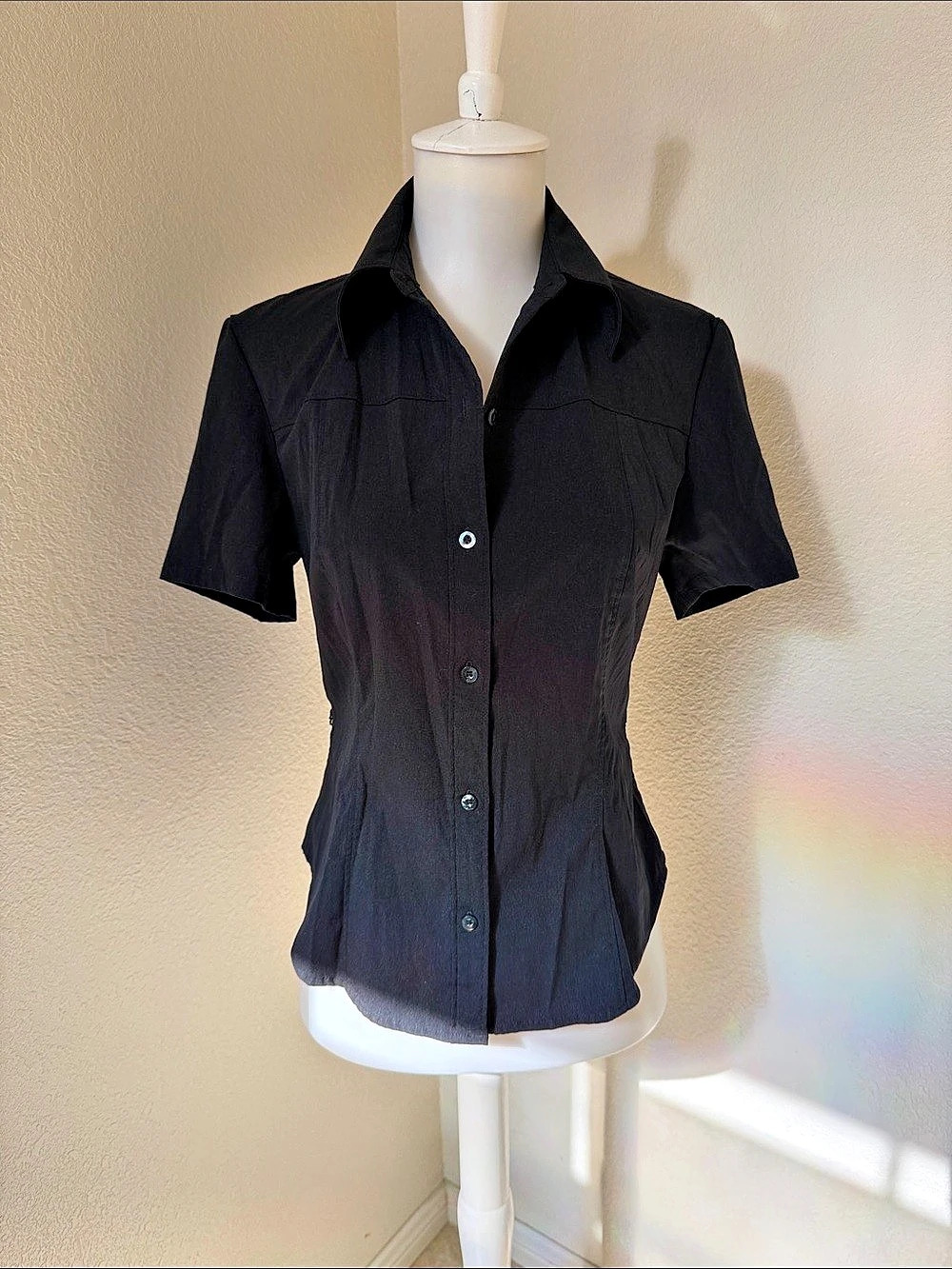 Express Short Sleeve Button Down Black Size Small